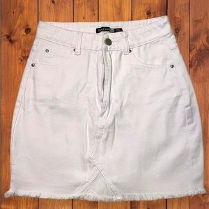 White denim mini skirt